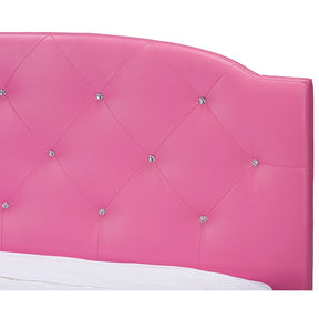 Baxton Studio Canterbury Modern and Contemporary Hot Pink Faux Leather Queen Size Platform Bed Baxton Studio-Queen Bed-Minimal And Modern - 4