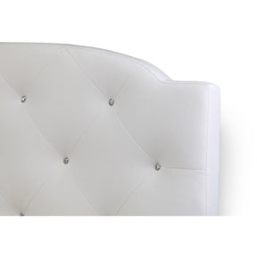 Baxton Studio Canterbury White Leather Contemporary Full-Size Bed Baxton Studio-Full Headboard-Minimal And Modern - 1