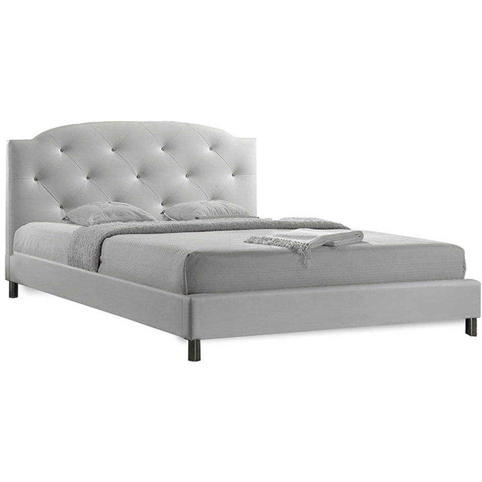 Baxton Studio Canterbury White Leather Contemporary Queen-Size Bed Baxton Studio-Queen Headboard-Minimal And Modern - 2