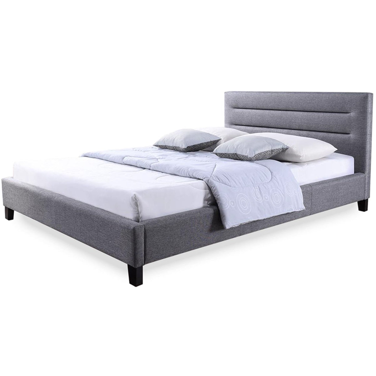 Baxton Studio Hillary Modern and Contemporary Queen Size Grey Fabric Upholstered Platform Base Bed Frame Baxton Studio-beds-Minimal And Modern - 1
