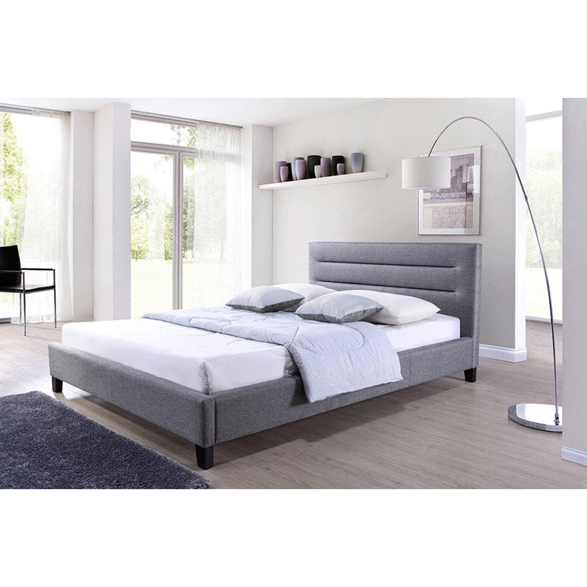 Baxton Studio Hillary Modern and Contemporary Full Size Grey Fabric Upholstered Platform Base Bed Frame Baxton Studio-beds-Minimal And Modern - 4