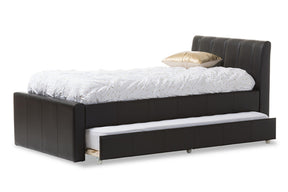 Baxton Studio Cosmo Modern and Contemporary Black Faux Leather Twin Size Trundle Bed