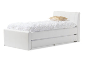 Baxton Studio Cosmo Modern and Contemporary White Faux Leather Twin Size Trundle Bed Baxton Studio-beds-Minimal And Modern - 1