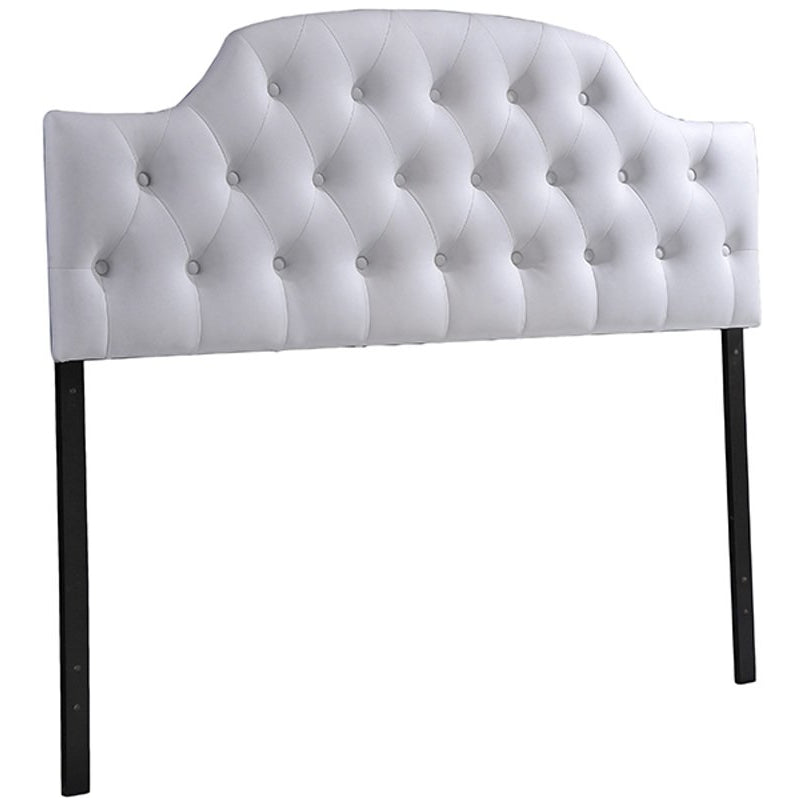Baxton Studio Morris Modern and Contemporary Queen Size White Faux Leather Upholstered Button-tufted Scalloped Headboard Baxton Studio-Headboards-Minimal And Modern - 1