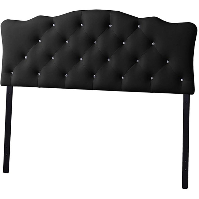 Baxton Studio Rita Modern and Contemporary Queen Size Black Faux Leather Upholstered Button-tufted Scalloped Headboard Baxton Studio-Headboards-Minimal And Modern - 1