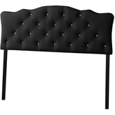 Baxton Studio Rita Modern and Contemporary Full Size Black Faux Leather Upholstered Button-tufted Scalloped Headboard Baxton Studio-Headboards-Minimal And Modern - 1