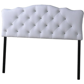 Baxton Studio Rita Modern and Contemporary Full Size White Faux Leather Upholstered Button-tufted Scalloped Headboard Baxton Studio-Headboards-Minimal And Modern - 1