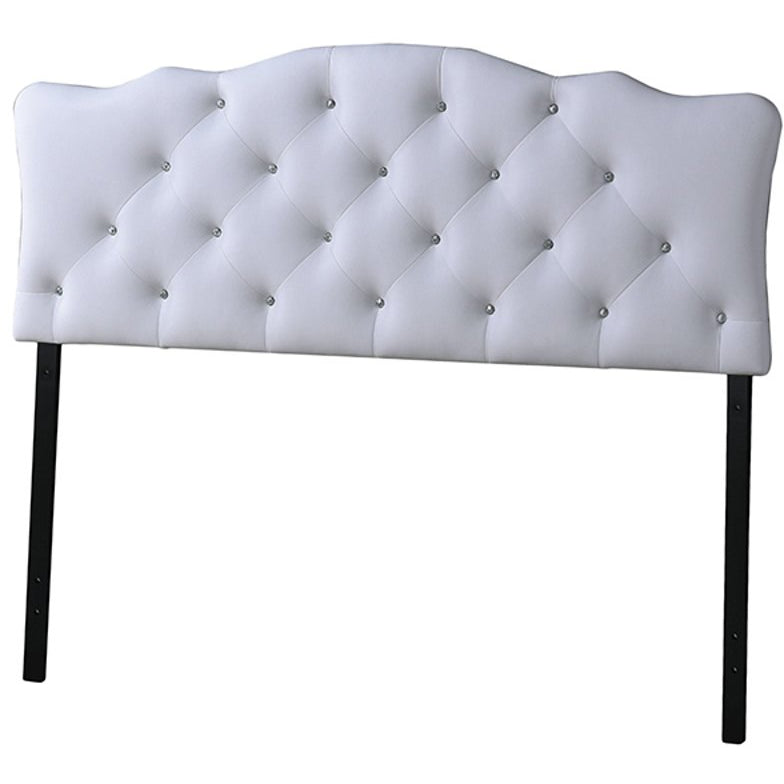 Baxton Studio Rita Modern and Contemporary Queen Size White Faux Leather Upholstered Button-tufted Scalloped Headboard Baxton Studio-Headboards-Minimal And Modern - 1