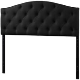 Baxton Studio Myra Modern and Contemporary Full Size Black Faux Leather Upholstered Button-tufted Scalloped Headboard Baxton Studio-Headboards-Minimal And Modern - 1