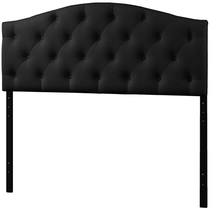 Baxton Studio Myra Modern and Contemporary Queen Size Black Faux Leather Upholstered Button-tufted Scalloped Headboard Baxton Studio-Headboards-Minimal And Modern - 1