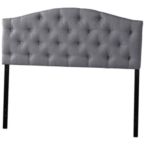 Baxton Studio Myra Modern and Contemporary Queen Size Grey Fabric Upholstered Button-tufted Scalloped Headboard Baxton Studio-Headboards-Minimal And Modern - 1