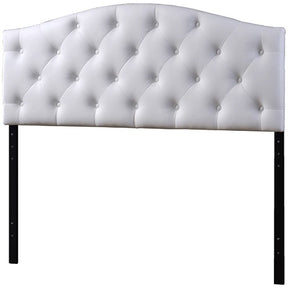 Baxton Studio Myra Modern and Contemporary Full Size White Faux Leather Upholstered Button-tufted Scalloped Headboard Baxton Studio-Headboards-Minimal And Modern - 1
