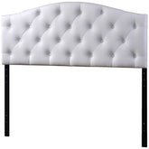 Baxton Studio Myra Modern and Contemporary Queen Size White Faux Leather Upholstered Button-tufted Scalloped Headboard Baxton Studio-Headboards-Minimal And Modern - 1