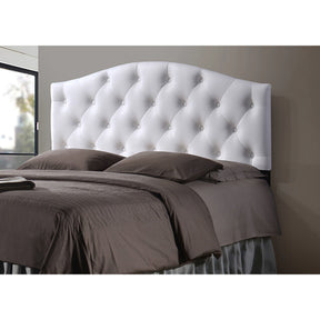 Baxton Studio Myra Modern and Contemporary Full Size White Faux Leather Upholstered Button-tufted Scalloped Headboard Baxton Studio-Headboards-Minimal And Modern - 2