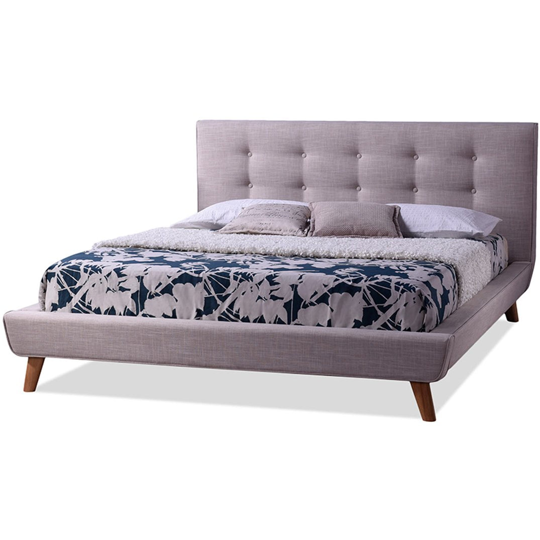 Baxton Studio Jonesy Scandinavian Style Mid-century Beige Fabric Upholstered Full Size Platform Bed Baxton Studio-Full Bed-Minimal And Modern - 1