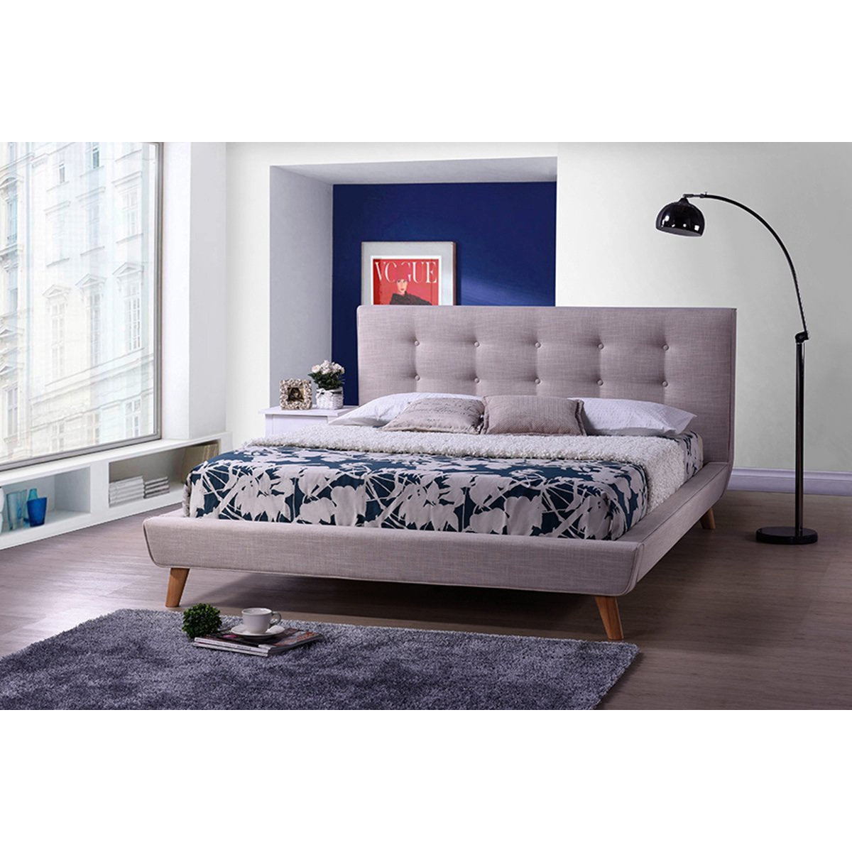 Baxton Studio Jonesy Scandinavian Style Mid-century Beige Fabric Upholstered Full Size Platform Bed Baxton Studio-Full Bed-Minimal And Modern - 4