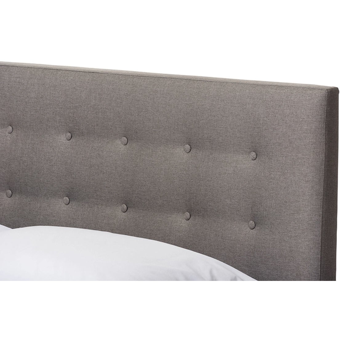 Baxton Studio Alinia Mid-century Retro Modern Grey Fabric Upholstered Walnut Wood Full Size Platform Bed Baxton Studio-Full Bed-Minimal And Modern - 2