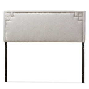 Baxton Studio Geneva Modern and Contemporary Grayish Beige Fabric Upholstered Queen Size Headboard Baxton Studio-Queen Headboard-Minimal And Modern - 2