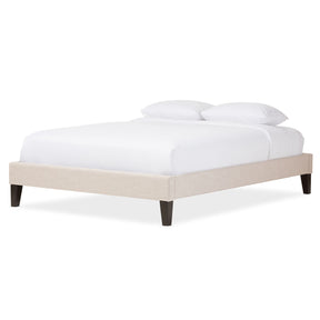 Baxton Studio Lancashire Modern and Contemporary Beige Linen Fabric Upholstered King Size Bed Frame with Tapered Legs  Baxton Studio-King Bed-Minimal And Modern - 2