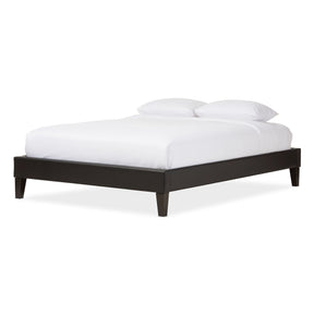 Baxton Studio Lancashire Modern and Contemporary Black Faux Leather Upholstered Queen Size Bed Frame with Tapered Legs  Baxton Studio-Queen Bed-Minimal And Modern - 2