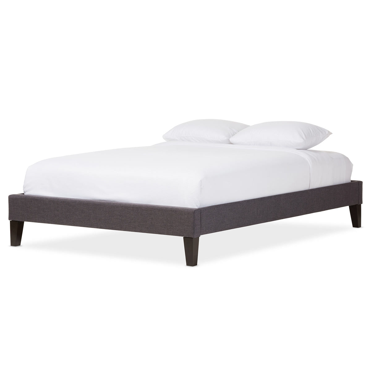 Baxton Studio Lancashire Modern and Contemporary Grey Fabric Upholstered Full Size Bed Frame with Tapered Legs  Baxton Studio-Full Bed-Minimal And Modern - 2