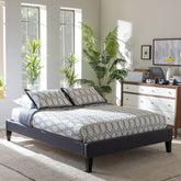 Baxton Studio Lancashire Modern and Contemporary Grey Fabric Upholstered Full Size Bed Frame with Tapered Legs  Baxton Studio-Full Bed-Minimal And Modern - 1