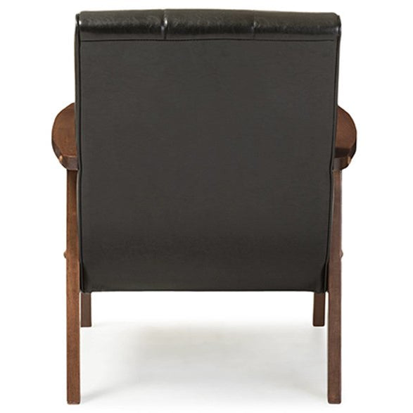 Baxton Studio Nikko Mid-century Modern Scandinavian Style Black Faux Leather Wooden Lounge Chair Baxton Studio-chairs-Minimal And Modern - 4