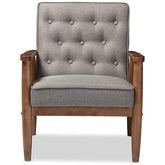 Baxton Studio Sorrento Mid-century Retro Modern Grey Fabric Upholstered Wooden Lounge Chair Baxton Studio-chairs-Minimal And Modern - 1