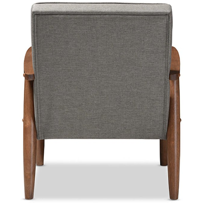 Baxton Studio Sorrento Mid-century Retro Modern Grey Fabric Upholstered Wooden Lounge Chair Baxton Studio-chairs-Minimal And Modern - 4