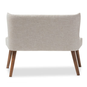 Baxton Studio Scarlett Mid-Century Modern Brown Wood and Light Beige Fabric Upholstered Button-Tufting with Nail Heads Trim 2-Seater Loveseat Settee Baxton Studio-sofas-Minimal And Modern - 5