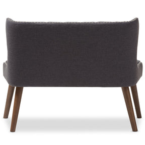 Baxton Studio Scarlett Mid-Century Modern Brown Wood and Dark Grey Fabric Upholstered Button-Tufting with Nail Heads Trim 2-Seater Loveseat Settee Baxton Studio-sofas-Minimal And Modern - 5
