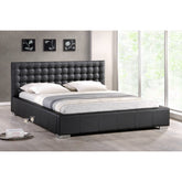 Baxton Studio Madison Black Modern Bed with Upholstered Headboard (Queen Size) Baxton Studio-beds-Minimal And Modern - 1