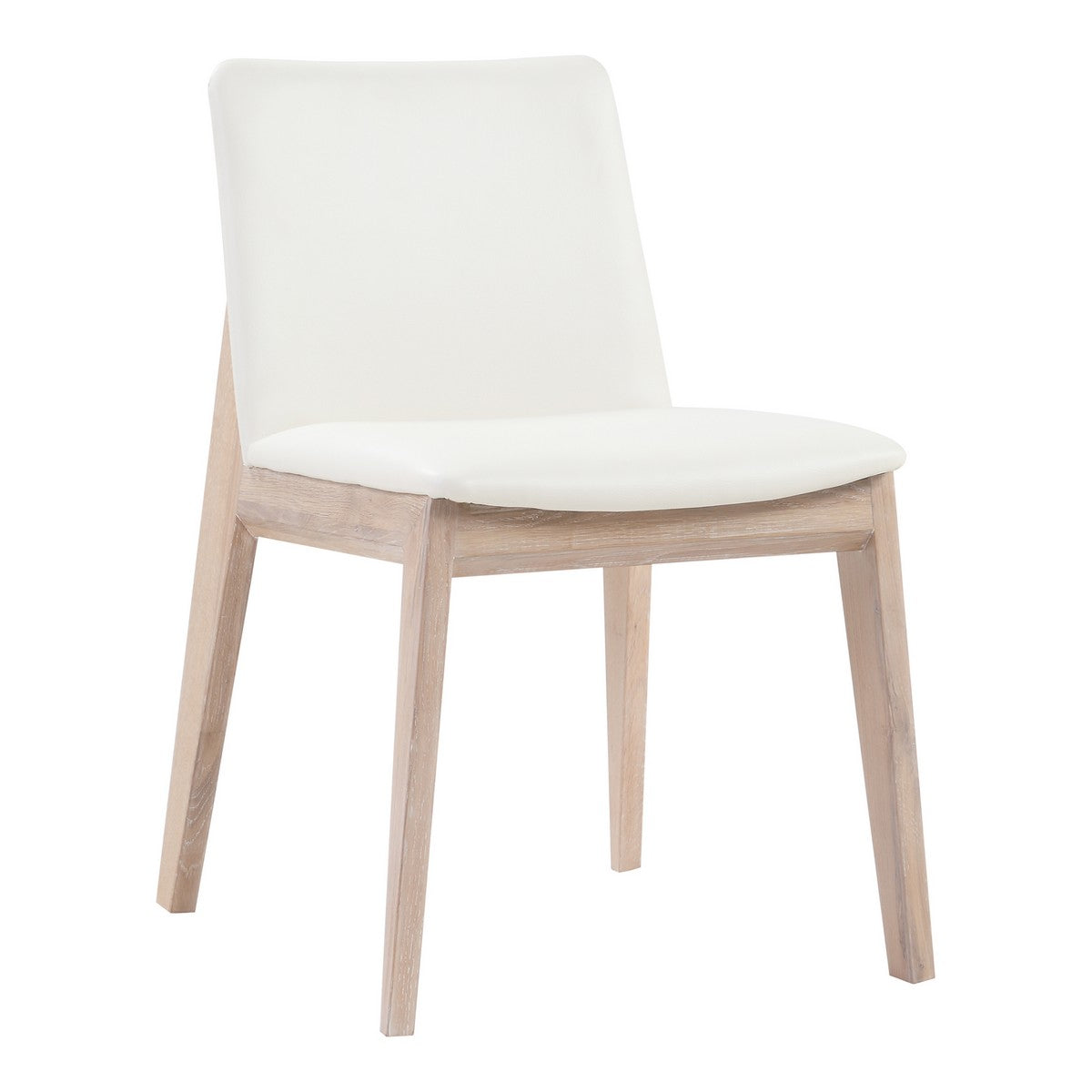Moe's Home Collection Deco Oak Dining Chair White Pvc-Set of Two - BC-1086-05