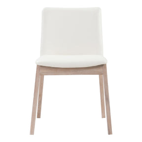 Moe's Home Collection Deco Oak Dining Chair White Pvc-Set of Two - BC-1086-05 - Moe's Home Collection - Dining Chairs - Minimal And Modern - 1
