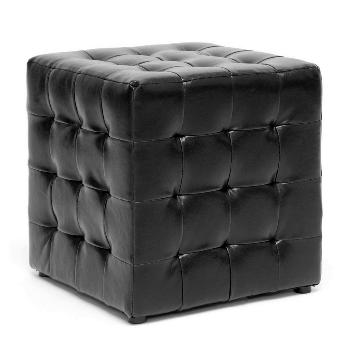 Baxton Studio Siskal Black Modern Cube Ottoman (Set of 2) Baxton Studio-ottomans-Minimal And Modern - 2
