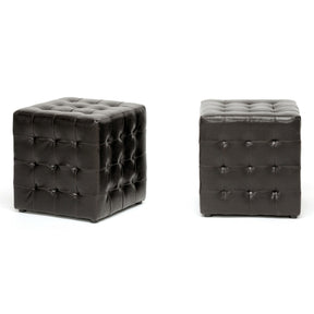 Baxton Studio Siskal Dark Brown Modern Cube Ottoman (Set of 2) Baxton Studio-ottomans-Minimal And Modern - 1