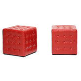 Baxton Studio Siskal Red Modern Cube Ottoman (Set of 2) Baxton Studio-ottomans-Minimal And Modern - 1