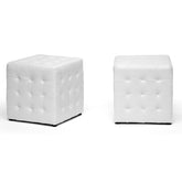 Baxton Studio Siskal White Modern Cube Ottoman (Set of 2) Baxton Studio-ottomans-Minimal And Modern - 1