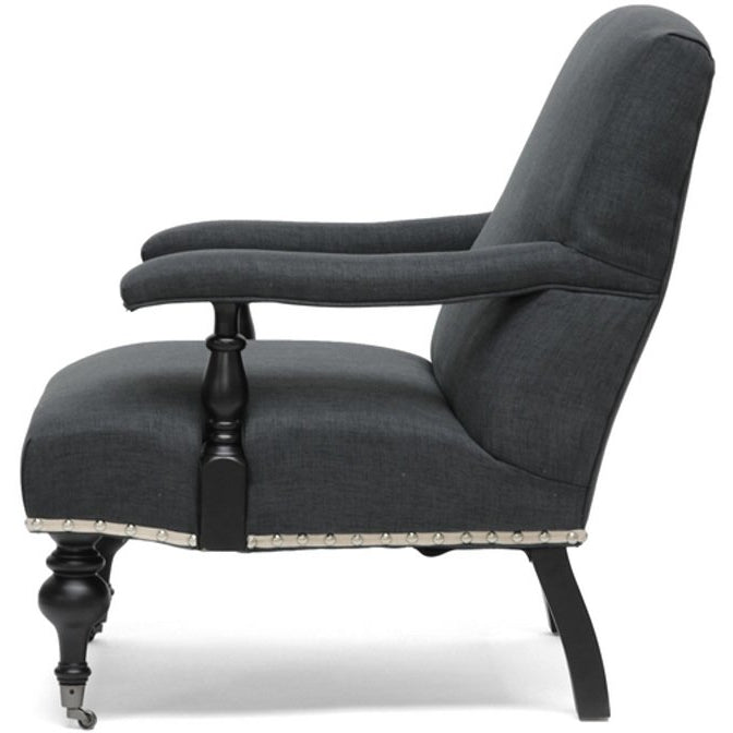 Baxton Studio Galway Gray Linen Arm Chair Baxton Studio-chairs-Minimal And Modern - 3