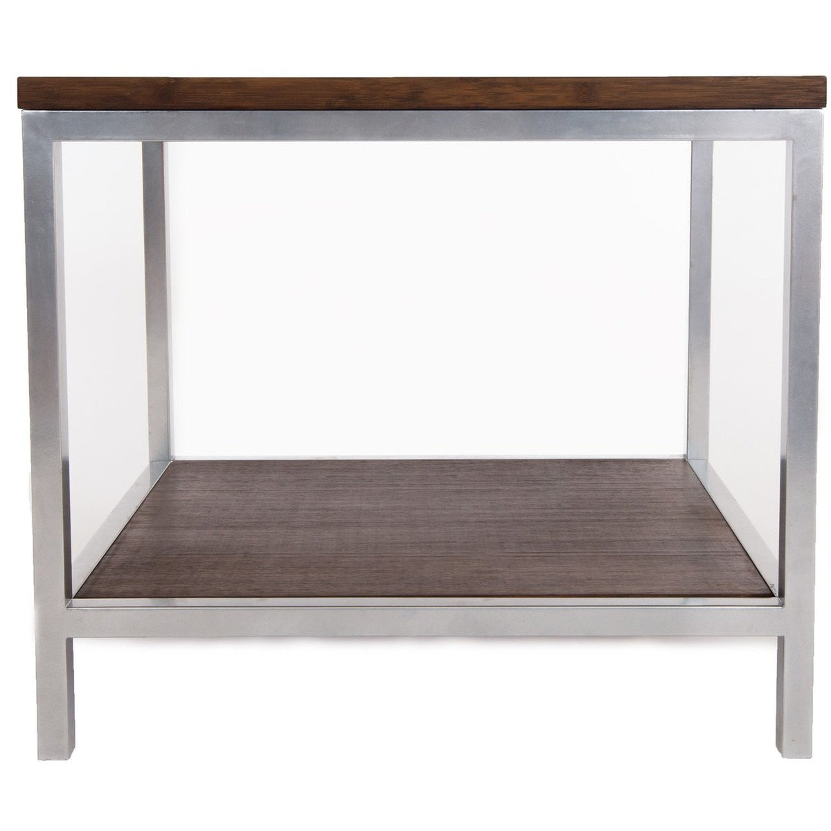 Bamboogle Rustic Grey Rectangle Side Table With Silver Legs BKL-30-S-2420-G-Minimal & Modern