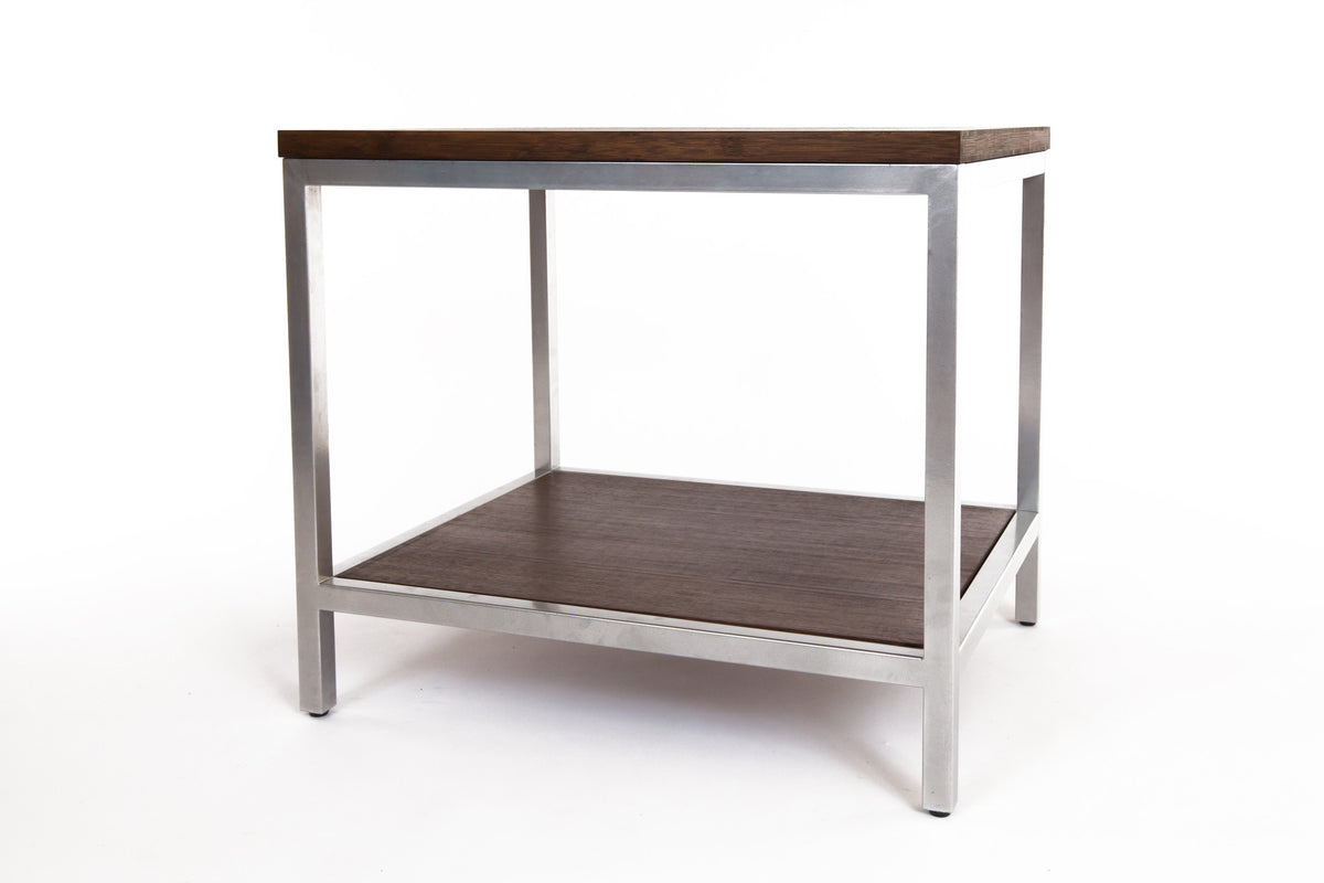 Bamboogle Rustic Grey Rectangle Side Table With Silver Legs BKL-30-S-2420-G-Minimal & Modern
