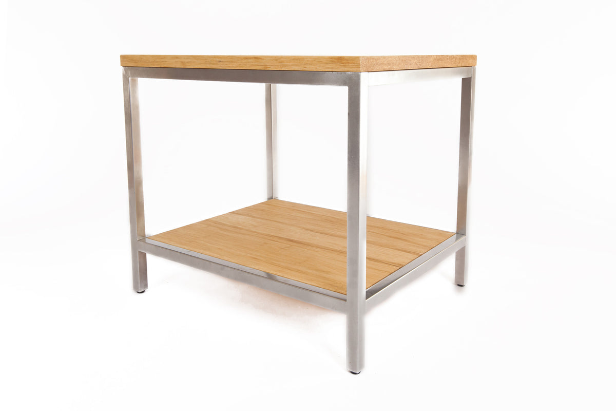 Bamboogle Timber Rectangle Side Table With Silver Legs BKL-30-S-2420-T-Minimal & Modern