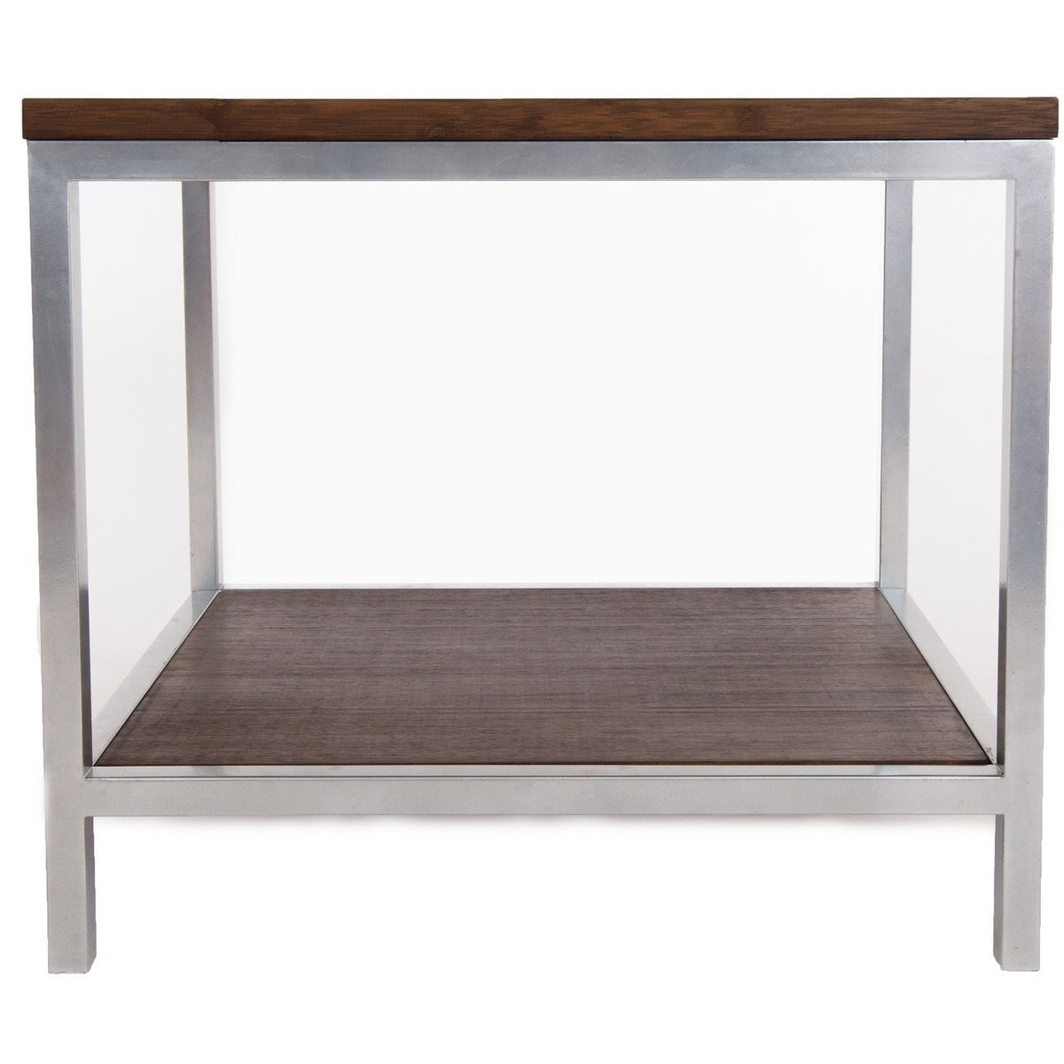 Bamboogle Rustic Grey Square Side Table With Silver Legs BKL-30-S-2424-G-Minimal & Modern