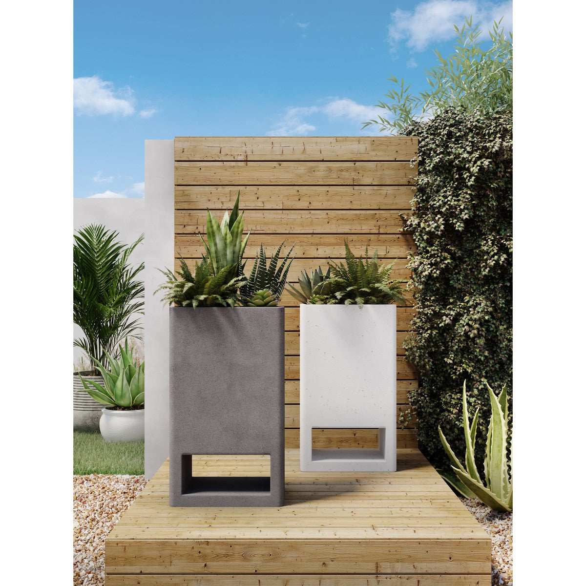 Moe's Home Collection Bristol Planter Ivory Terrazzo - BQ-1049-05 - Moe's Home Collection - planters - Minimal And Modern - 1