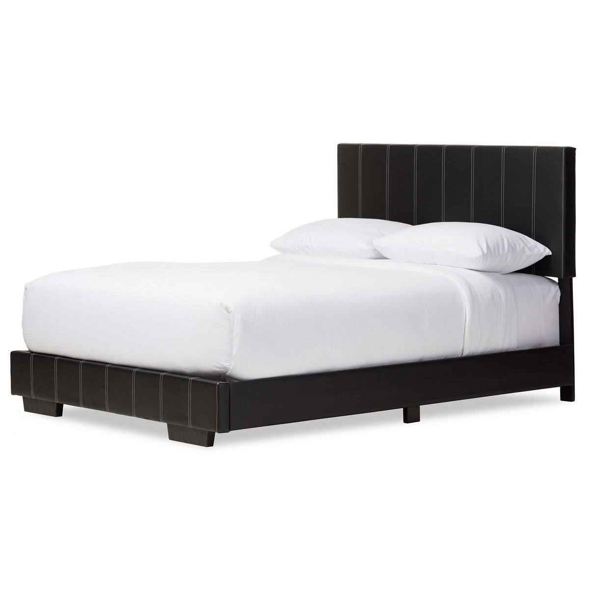 Baxton Studio Atlas Modern and Contemporary Black Faux Leather Full Size Platform Bed  Baxton Studio-beds-Minimal And Modern - 1