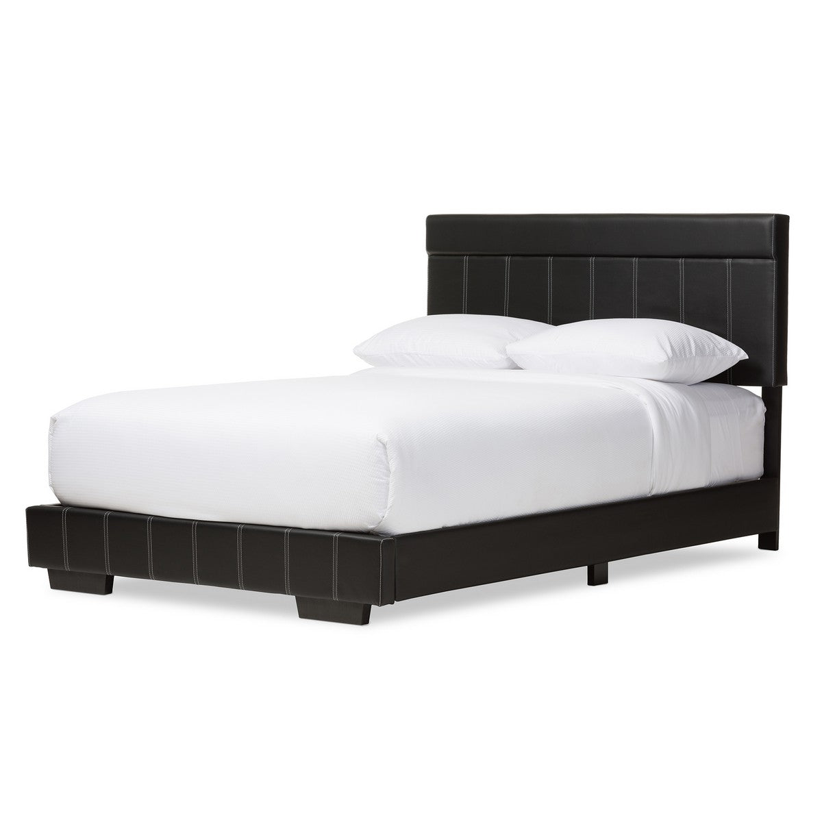 Baxton Studio Solo Modern and Contemporary Black Faux Leather Full Size Platform Bed  Baxton Studio-beds-Minimal And Modern - 1