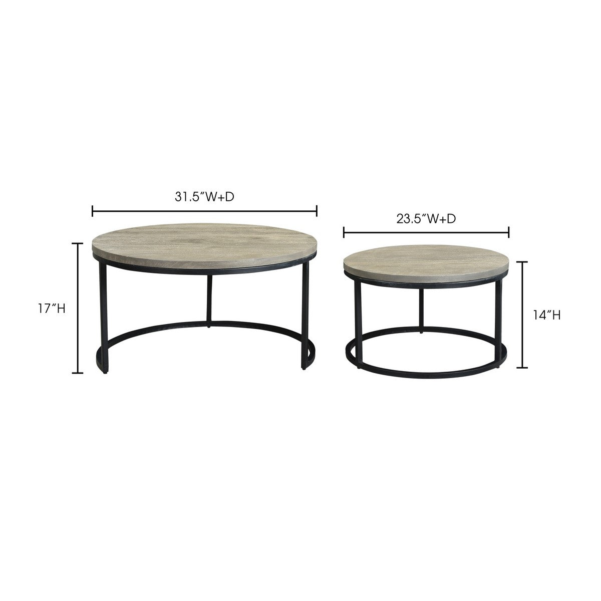 Moe's Home Collection Drey Round Nesting Coffee Tables Set of Two - BV-1011-15