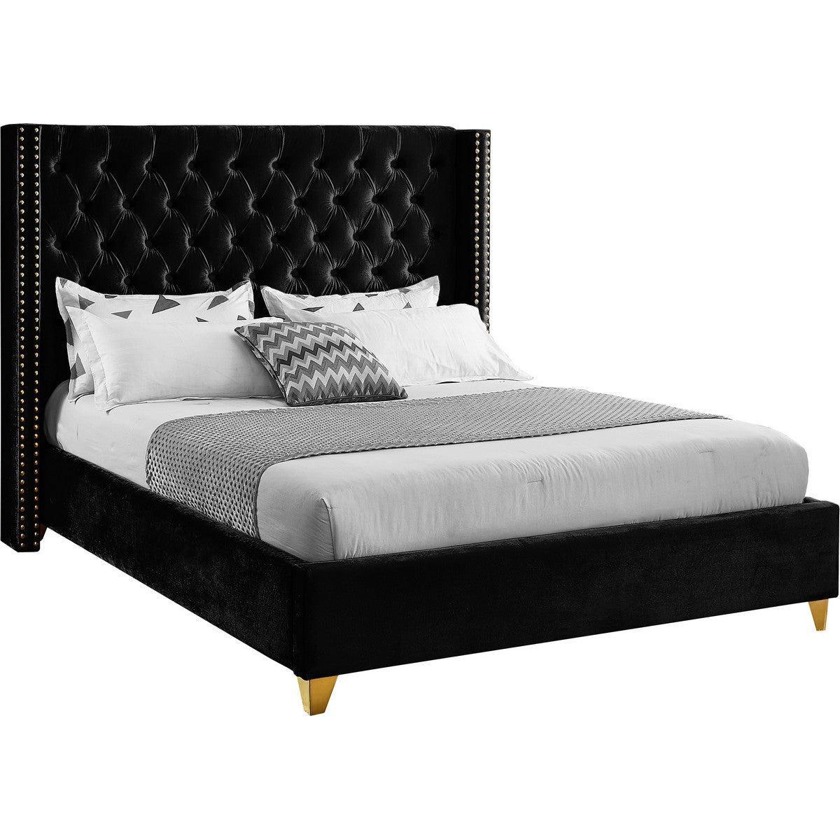 Meridian Furniture Barolo Black Velvet Full BedMeridian Furniture - Full Bed - Minimal And Modern - 1