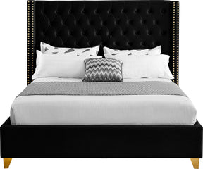 Meridian Furniture Barolo Black Velvet Full Bed