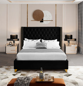 Meridian Furniture Barolo Black Velvet Full Bed